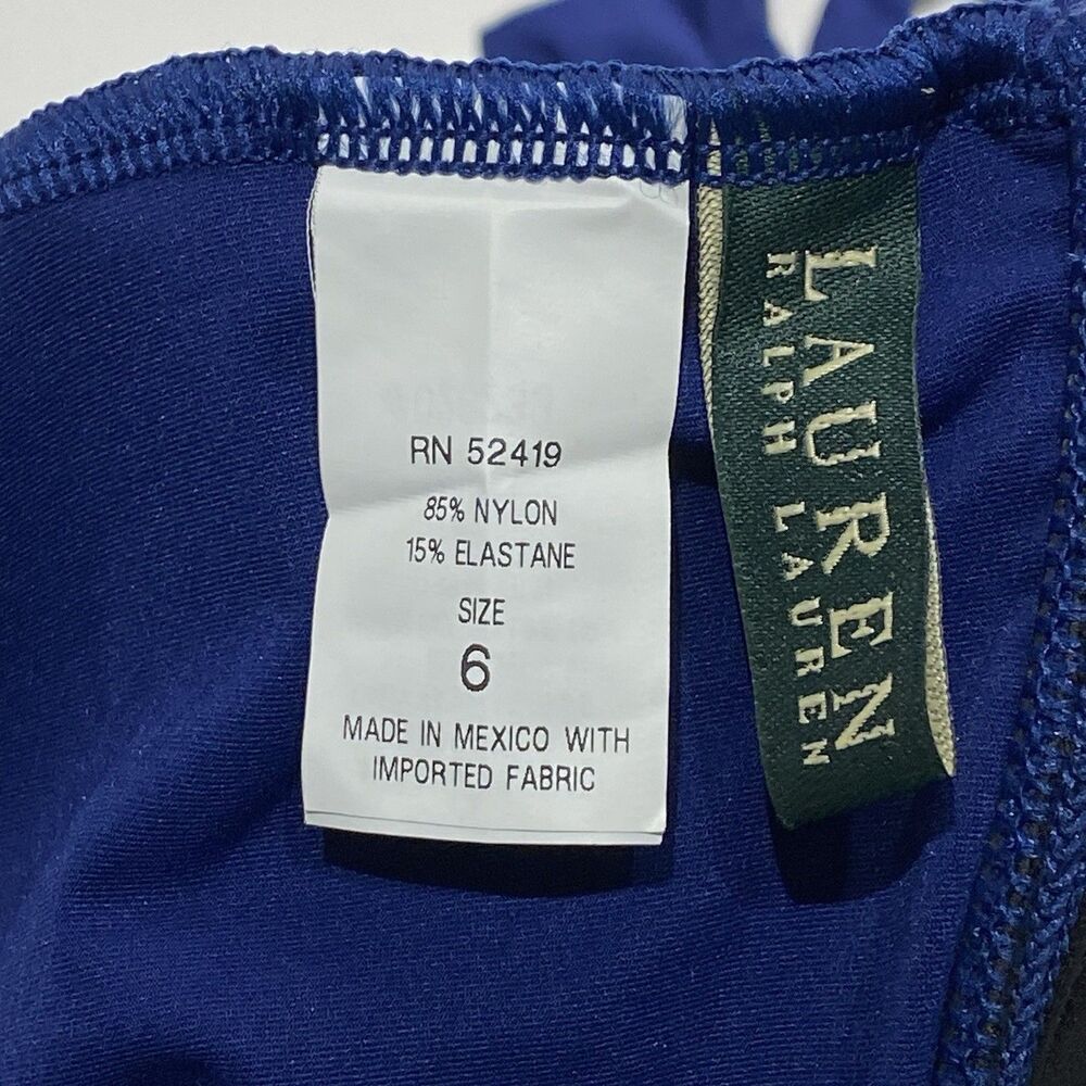 Lauren Ralph Lauren Twist Molded Cup Halter Tankini Top Blue Size 6 Gold Charms - Picture 8 of 9